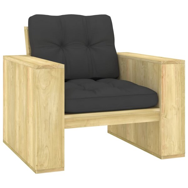 vidaXL Chaise de jardin avec coussins anthracite Bois de pin imprégné