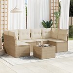 vidaXL Salon de jardin avec coussins 7 Pièces beige résine tressée