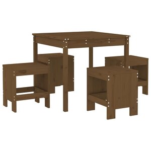 vidaXL Ensemble à manger de jardin 5Pièces marron miel bois pin massif