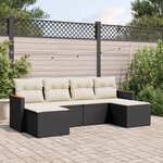 vidaXL Salon de jardin 6 Pièces avec coussins noir résine tressée