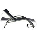 vidaXL Chaise longue avec oreiller textilène noir