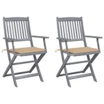 vidaXL Chaises pliables d'extérieur 2 Pièces avec coussins Bois d'acacia