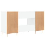 Bureau table poste de travail meuble d'ordinateur informatique étude brillant 140 x 50 x 75 cm bois d'ingénierie blanc 02_0023545