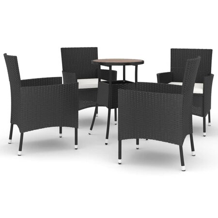 vidaXL Ensemble de bistro de jardin 5 Pièces coussins noir poly rotin