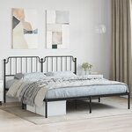 vidaXL Cadre de lit métal avec tête de lit noir 183x213 cm