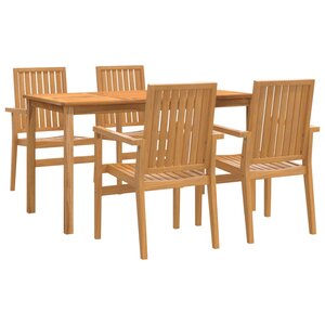 vidaXL Ensemble à manger de jardin 5Pièces Bois de teck massif