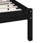 vidaXL Cadre de lit Noir Bois de pin massif 135x190 cm Double