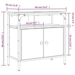 vidaXL Armoire lavabo de salle de bain chêne fumé 60x30x60 cm