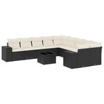vidaXL Salon de jardin 11 Pièces avec coussins noir résine tressée