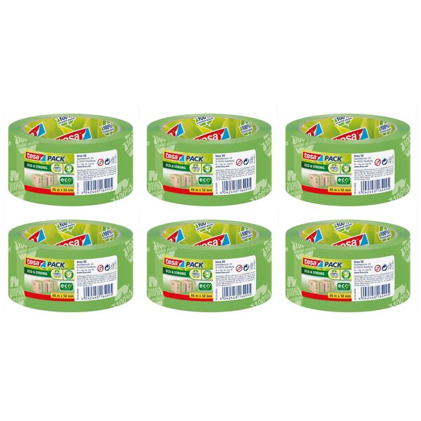 tesapack ruban adhésif emballage Eco & Strong 50 mm x 66 m Vert x 6 TESA