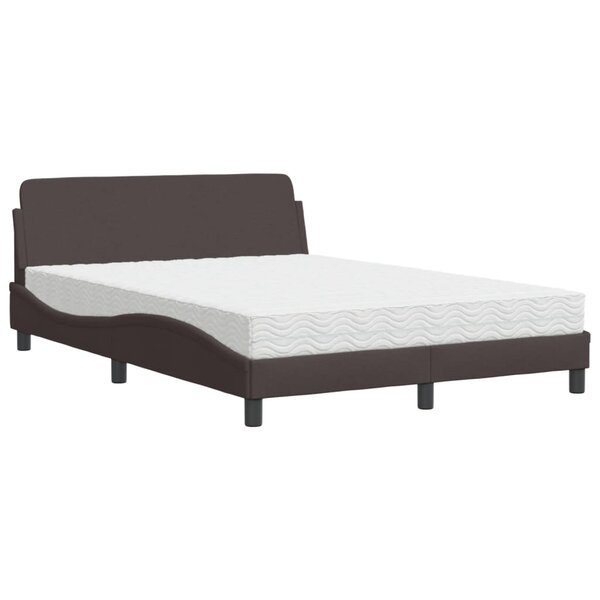 vidaXL Lit avec matelas marron foncé 120x200 cm tissu