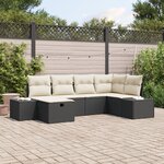 vidaXL Ensemble de 6 pièces de canapé de jardin avec coussins en poly rattan noir
