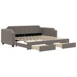 vidaXL Lit de jour avec gigogne et tiroirs taupe 80x200 cm tissu