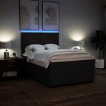 vidaXL Sommier à lattes de lit avec matelas Noir 140x190 cm Tissu