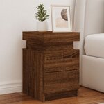 vidaXL Tables de chevet et lumières LED 2 Pièces chêne marron 35x39x55 cm