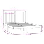 vidaXL Cadre de lit Noir Bois de pin massif 140x190 cm