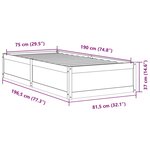 vidaXL Cadre de lit sans matelas 75x190 cm bois de pin massif