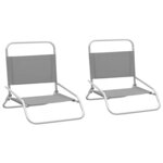 vidaXL Chaises de plage pliables 2 Pièces Gris Tissu