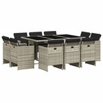 vidaXL Ensemble à manger de jardin 11Pièces avec coussins gris poly rotin