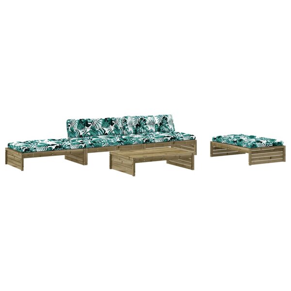 vidaXL Salon de jardin 5 Pièces avec coussins bois de pin imprégné