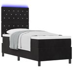 Lit Box Spring vidaXL avec Matelas et LED Noir 80x200 cm Velours