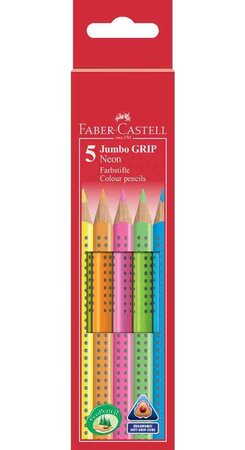 étui de 5 crayons couleur Jumbo GRIP Neon FABER-CASTELL