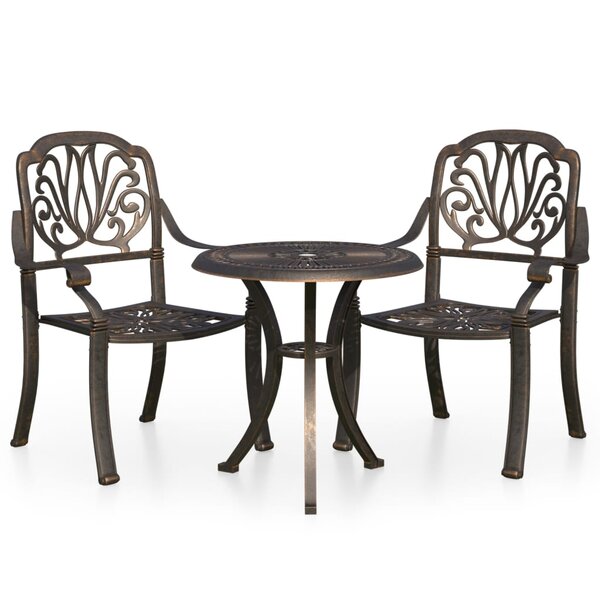 vidaXL Ensemble de bistro 3 Pièces Aluminium coulé Bronze