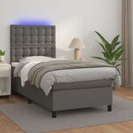vidaXL Sommier à lattes de lit avec matelas et LED Gris 100x200 cm