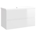 vidaXL Armoire d'évier avec lavabo intégré Blanc brillant Aggloméré