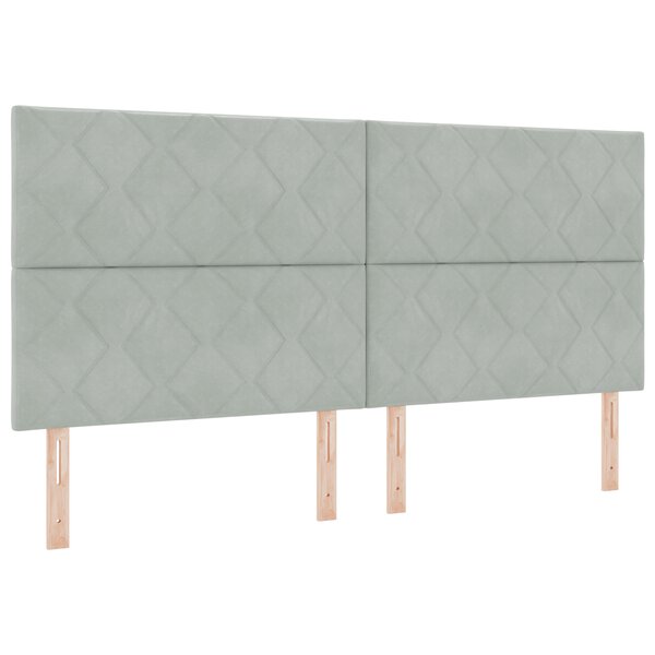 vidaXL Tête de Lit Design Blocs de Diamant Gris Clair 200 cm Velours