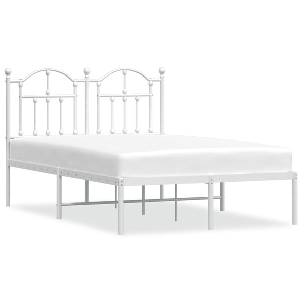 vidaXL Cadre de lit métal avec tête de lit blanc 120x190 cm