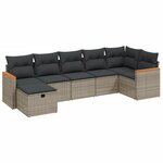 vidaXL Salon de jardin avec coussins 7 Pièces gris résine tressée