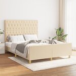 vidaXL Cadre de lit avec tête de lit Crème 140x190 cm Tissu