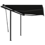 vidaXL Auvent manuel rétractable avec poteaux 3x2 5 m Anthracite