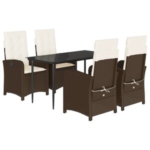vidaXL Ensemble à manger de jardin 5 Pièces et coussins marron poly rotin