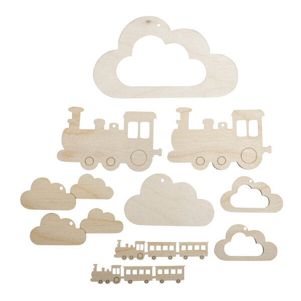 Pend.bois p.mobile Petit train FSCMixCre  nature  10 pces 6 - 14cm  1 Set