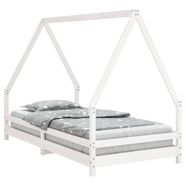 vidaXL Cadre de lit pour enfants blanc 90x190 cm bois de pin massif