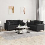 vidaXL Ensemble de canapés 2 Pièces avec coussins noir similicuir