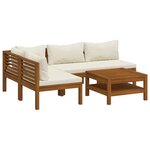 vidaXL Salon de jardin 5 Pièces avec coussin crème Bois d'acacia solide