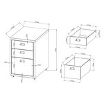 Caisson de bureau meuble de rangement pour documents dossiers fournitures de bureau à roulettes acier 48 x 28 x 41 cm blanc mat 03_0006331