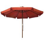 vidaXL Parasol avec mât en bois 330 cm Terre cuite