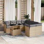 vidaXL Salon de jardin avec coussins 9 Pièces beige résine tressée