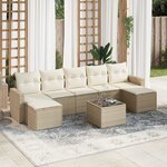 vidaXL Salon de jardin avec coussins 8 Pièces beige résine tressée