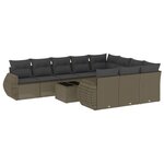 vidaXL Salon de jardin 11 Pièces avec coussins gris clair résine tressée
