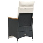 vidaXL Chaises inclinables de jardin lot de 2 et coussins noir rotin