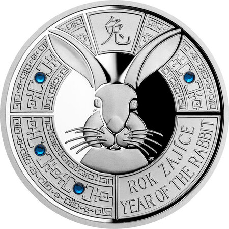 Pièce de monnaie en Argent 2 Dollars g 31.1 (1 oz) Millésime 2023 Crystal Coin YEAR OF THE RABBIT