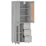 vidaXL Buffet haut Sonoma gris 69 5x34x180 cm Bois d'ingénierie