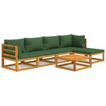 vidaXL Salon de jardin 6 Pièces avec coussins vert bois massif