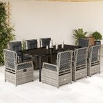 vidaXL Ensemble à manger de jardin 9 Pièces coussins gris résine tressée