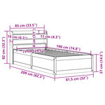 vidaXL Cadre de lit avec tête de lit cire marron 75x190 cm bois de pin